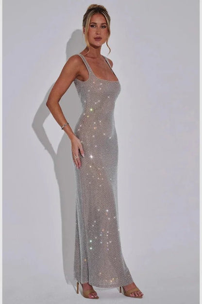 Isabella | Gown Square Neck Low Back Crystal Detail 1