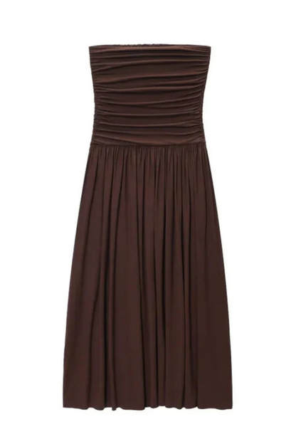 Women's strapless pleated maxi summer dress