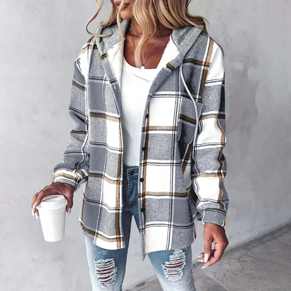 Women's gray insulated wind-resistant jacket