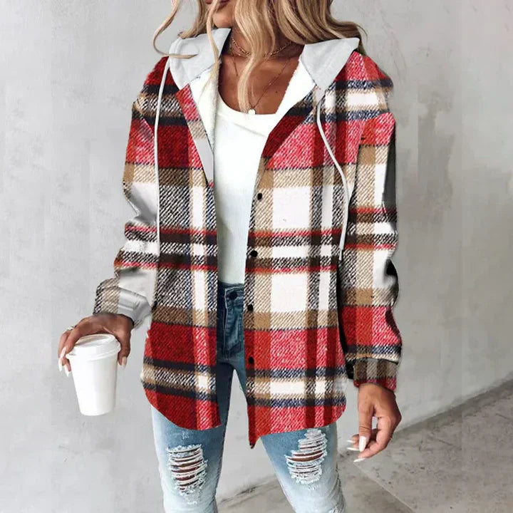 Women's red insulated wind-resistant jacket