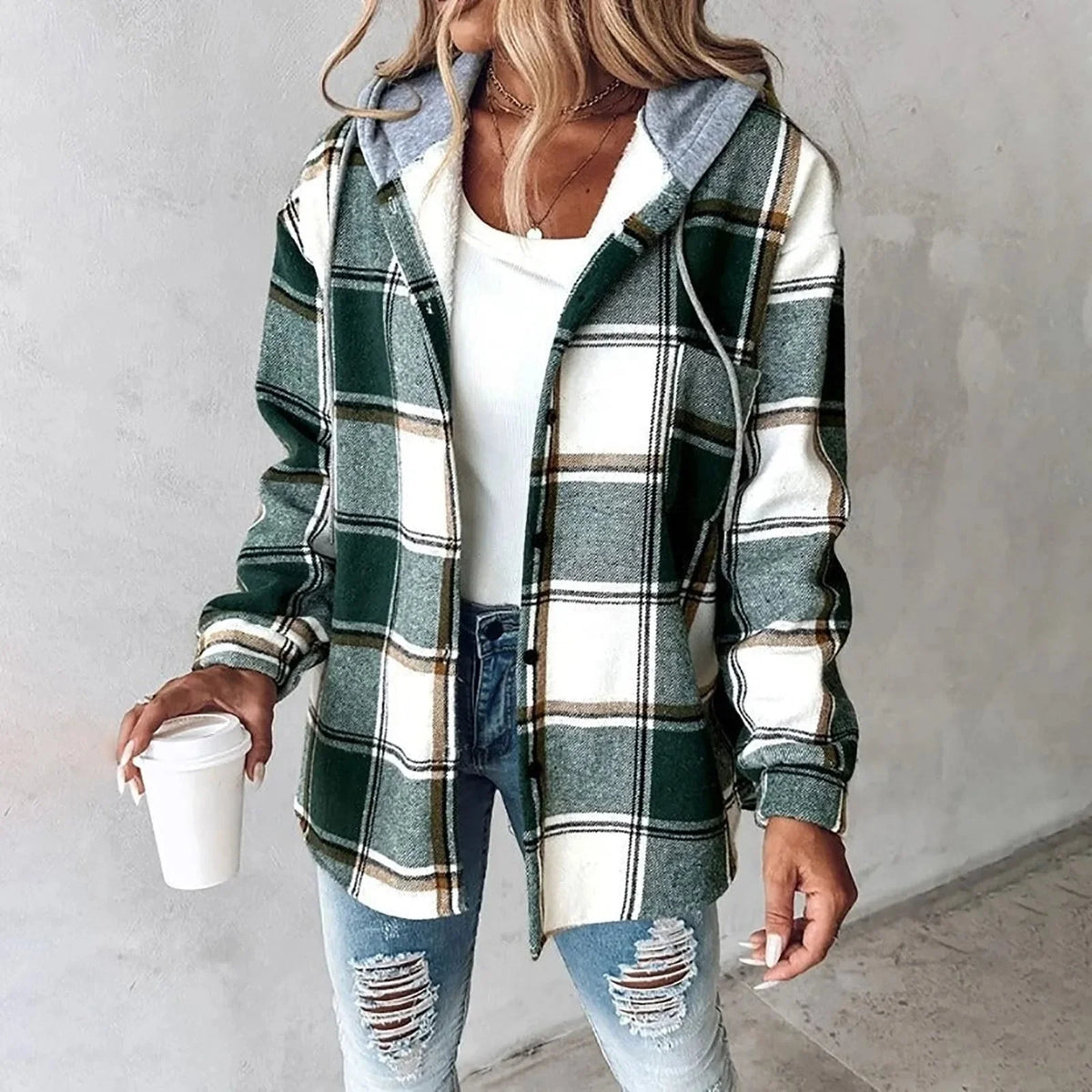 Women's green insulated wind-resistant jacket
