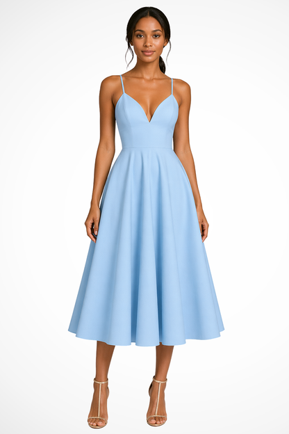 Women's white sweetheart a-line midi wedding guest dress