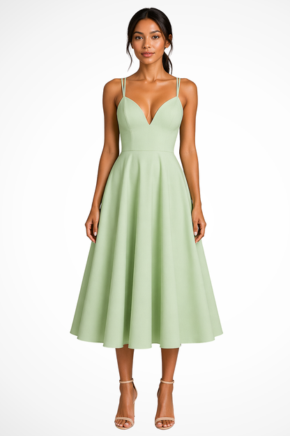 Women's red sweetheart a-line midi wedding guest dress