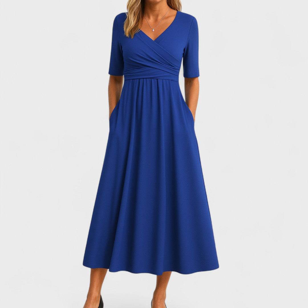 Ivy | Midi Dress Surplice V Neck Elbow Sleeve 2