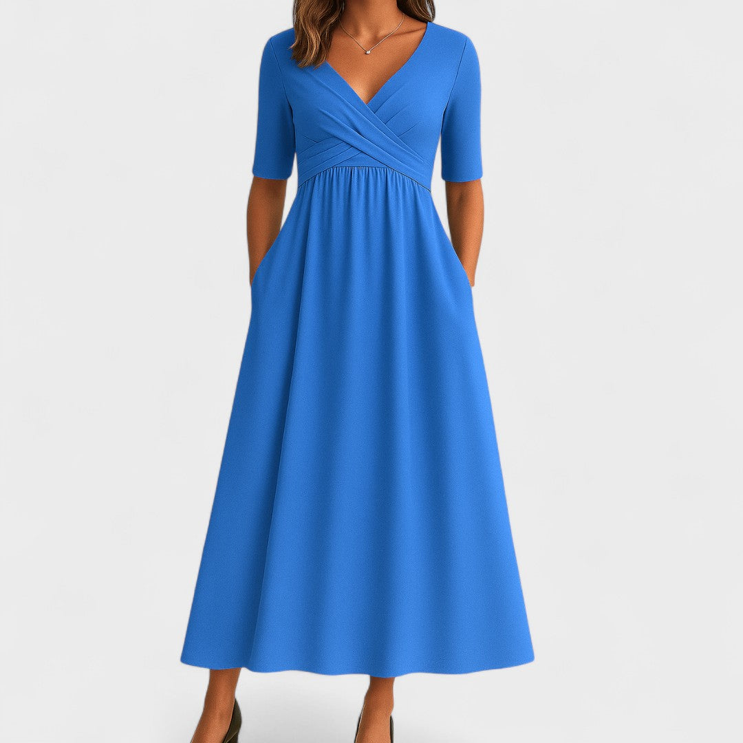 Ivy | Midi Dress Surplice V Neck Elbow Sleeve 3