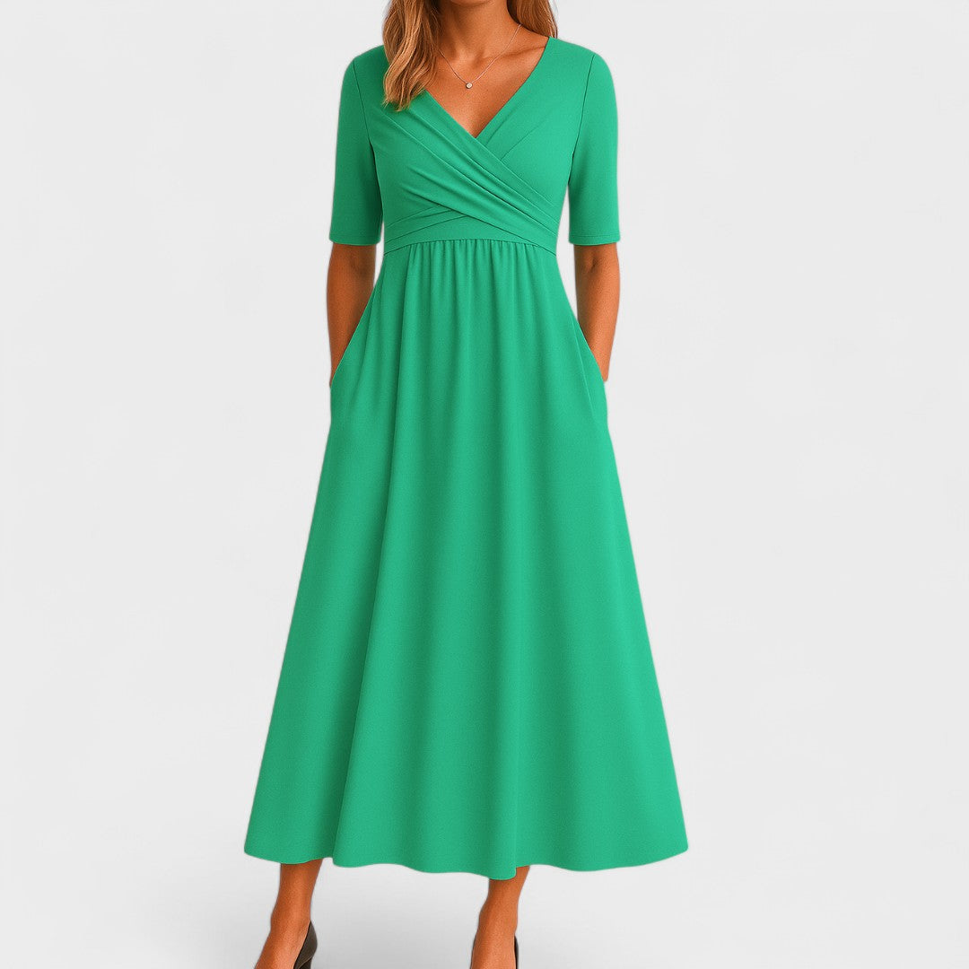 Ivy | Midi Dress Surplice V Neck Elbow Sleeve 4