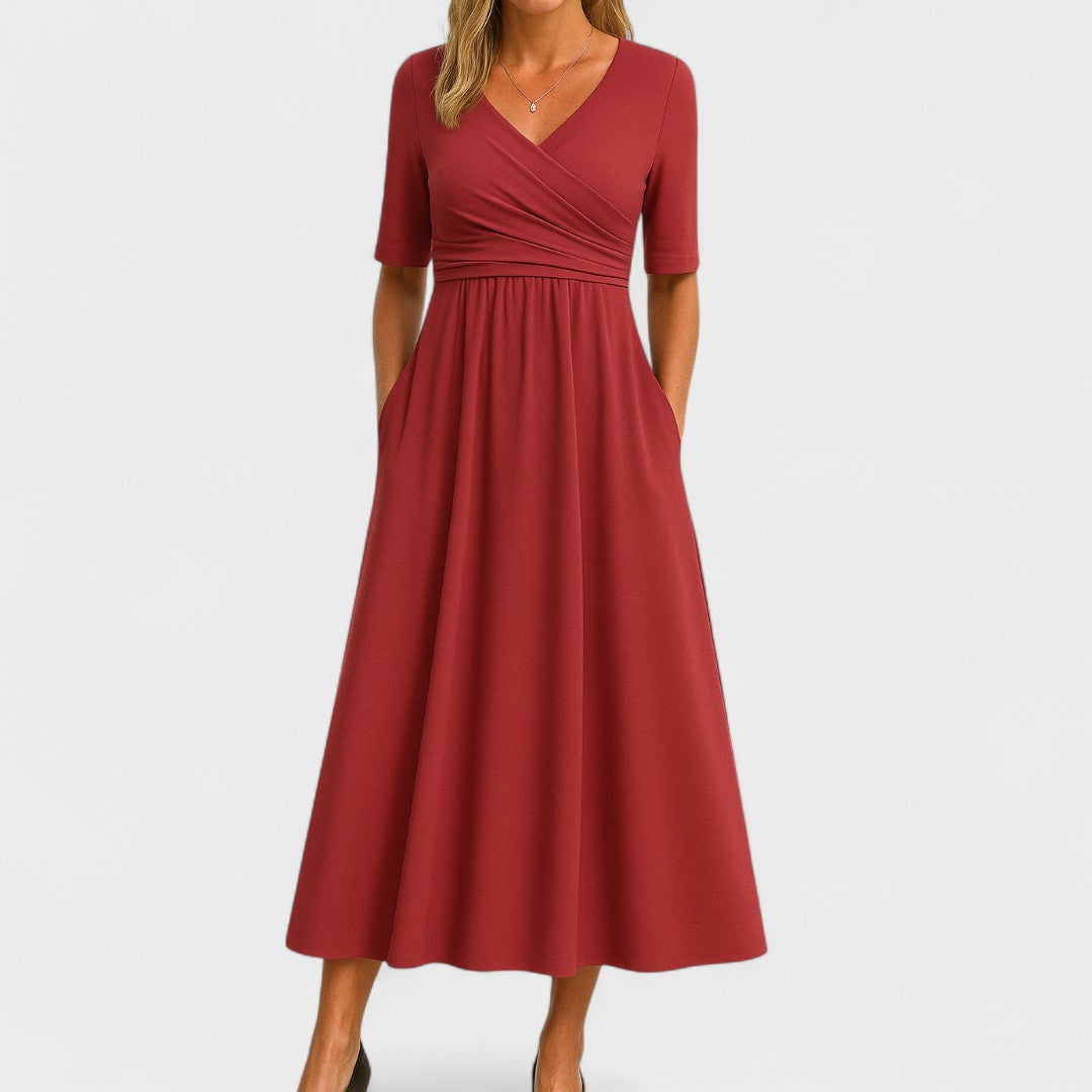 Ivy | Midi Dress Surplice V Neck Elbow Sleeve 5