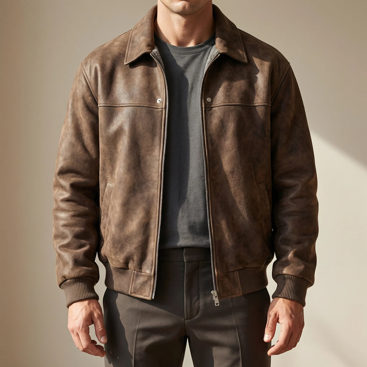 Delilah lambskin leather jacket, front view