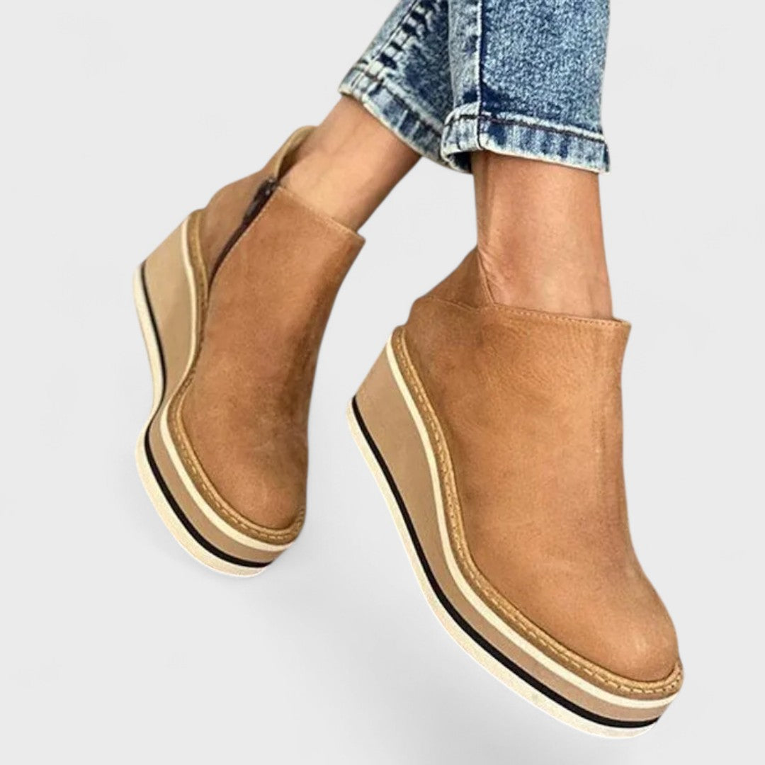 Khaki Waterproof Platform Round-Toe Ankle Boots