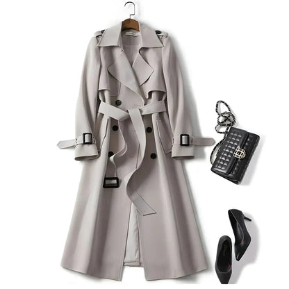 Grey Belted Tailored Trench Coat