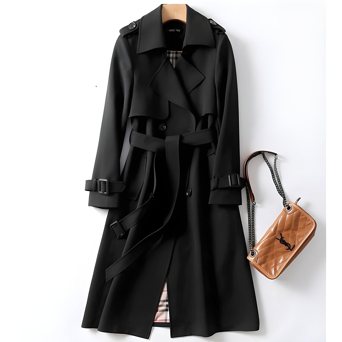 Black Belted Tailored Trench Coat