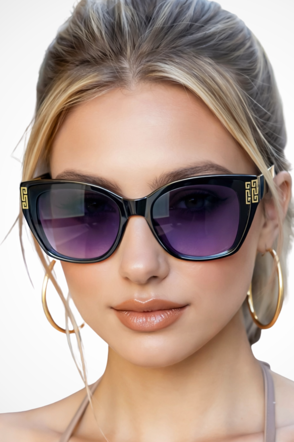 Women's cat eye sunglasses with gold detail