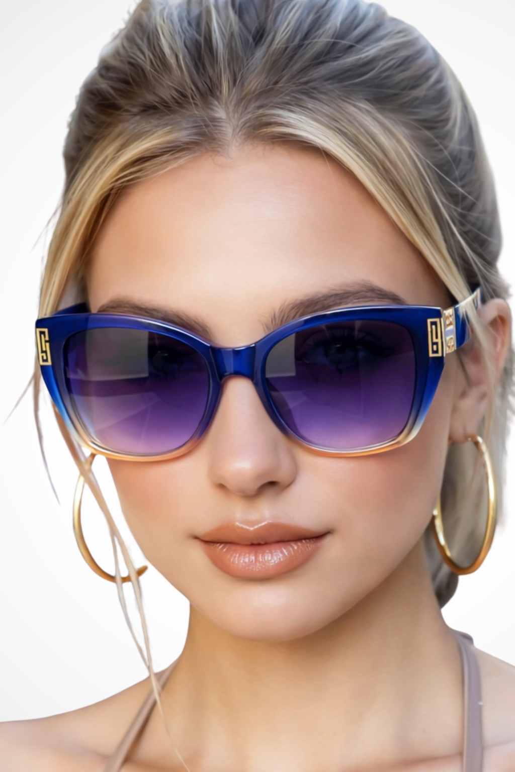 Women's cat eye sunglasses with gold detail