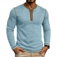 Jared | Men's Ribbed Henley Shirt with Contrast Trim
