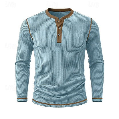 Men's Ribbed Henley Shirt with Contrast Trim – view 2