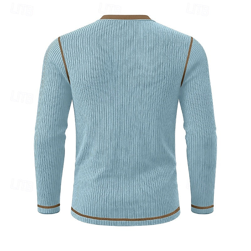 Men's Ribbed Henley Shirt with Contrast Trim – view 4
