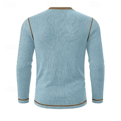 Men's Ribbed Henley Shirt with Contrast Trim – view 4