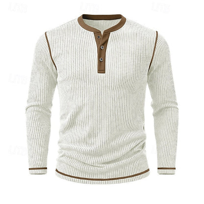 Men's Ribbed Henley Shirt with Contrast Trim – view 7