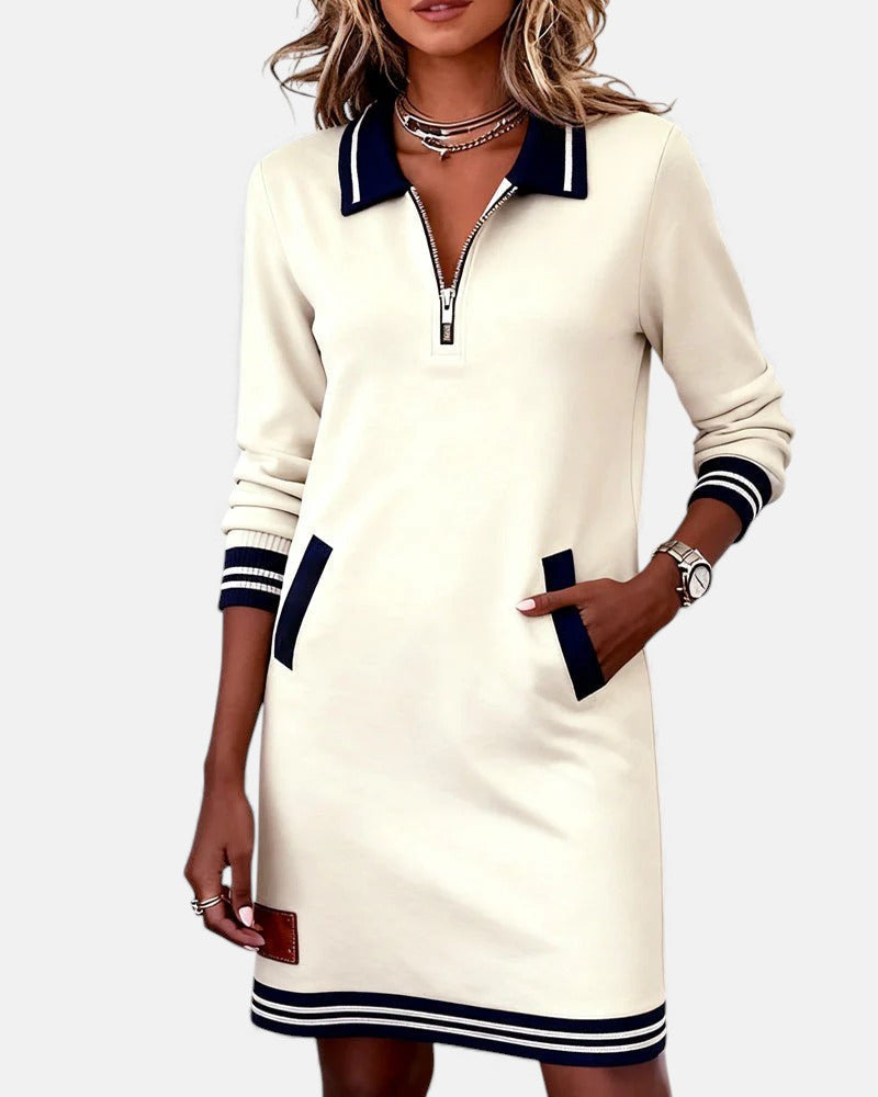 Women's long sleeve cotton dress in white