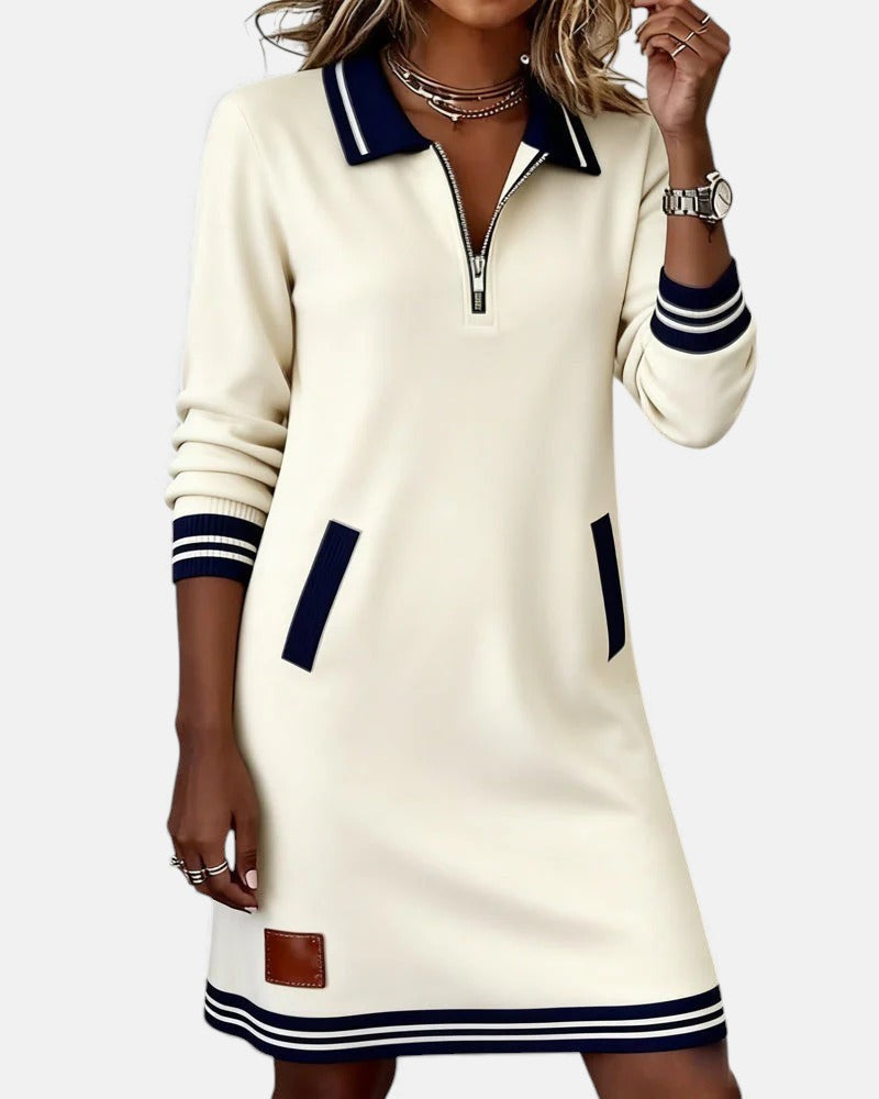 Women's long sleeve cotton dress in white