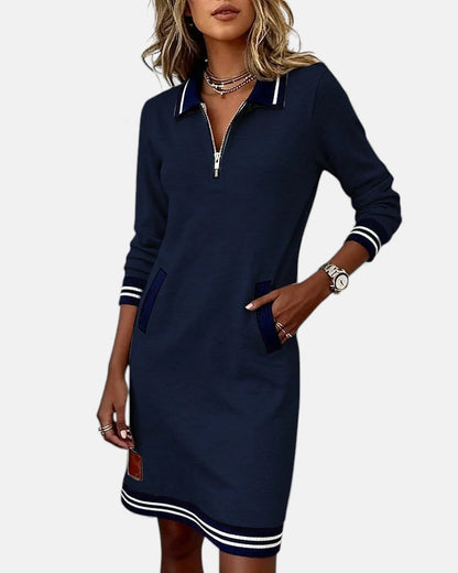 Women's long sleeve cotton dress in white