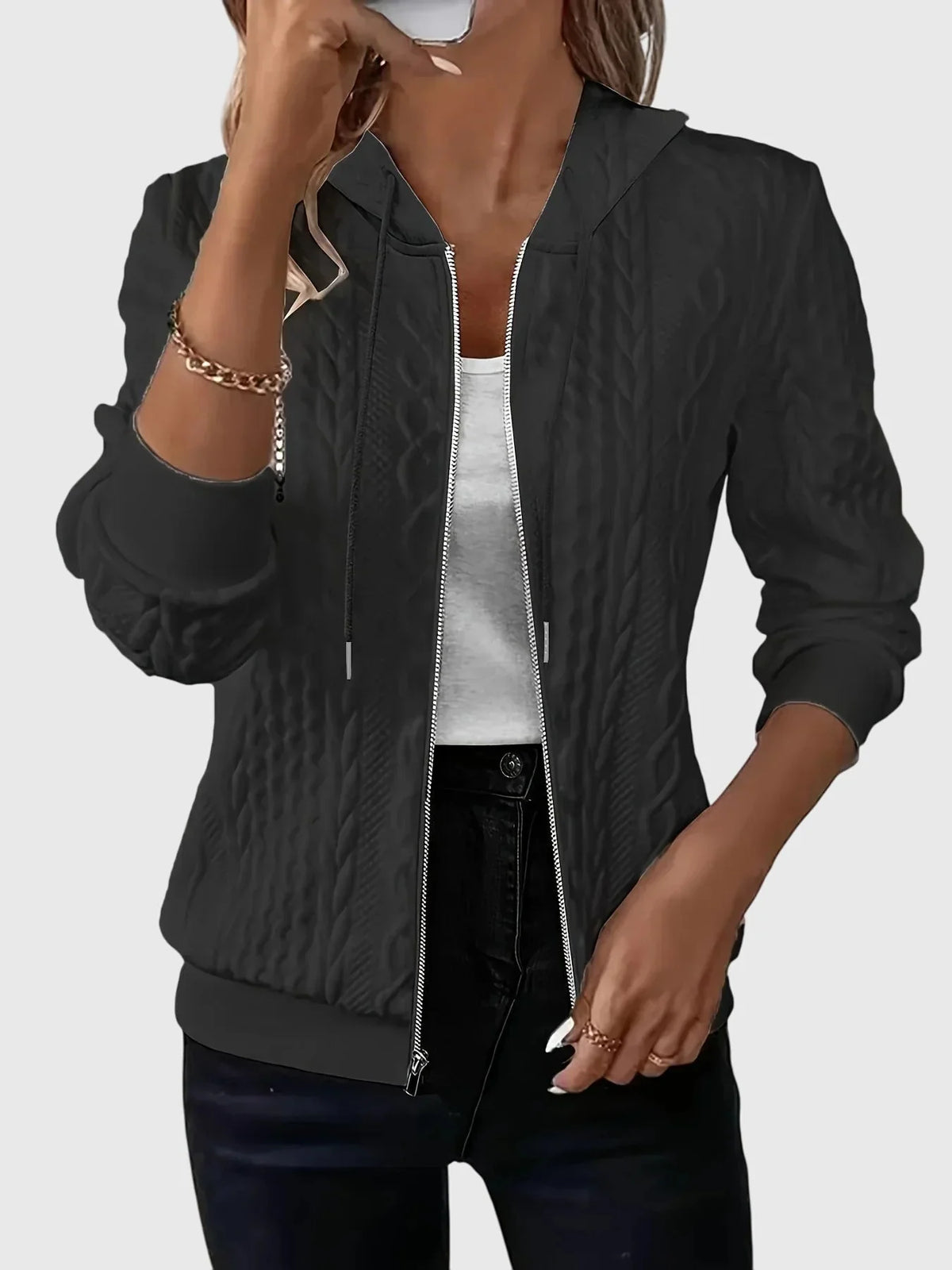 Women's black zip hoodie