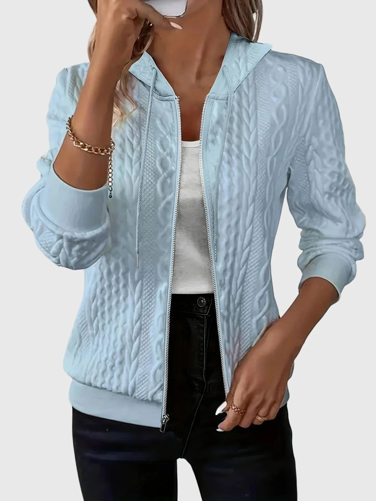 Women's sky blue zip hoodie