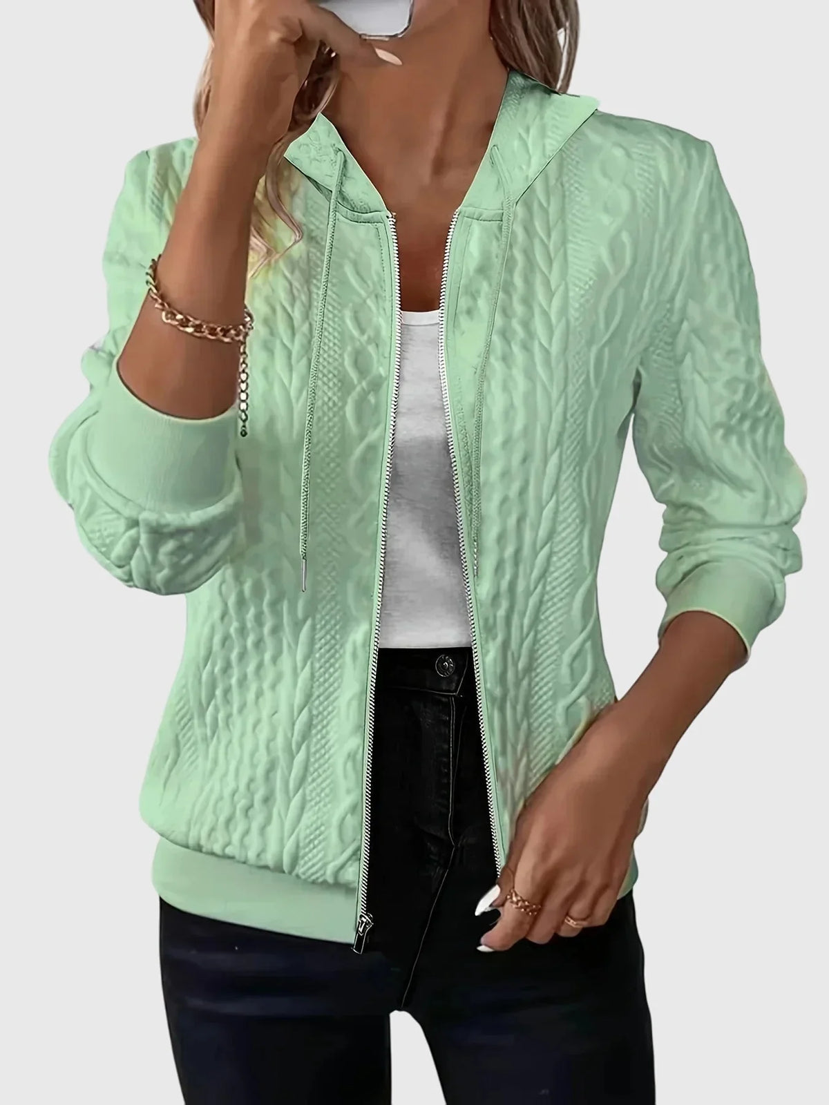 Women's green zip hoodie