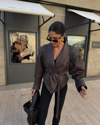 Wilhelmina | Cropped Suede Lapel Jacket with Kimono Tie Waist