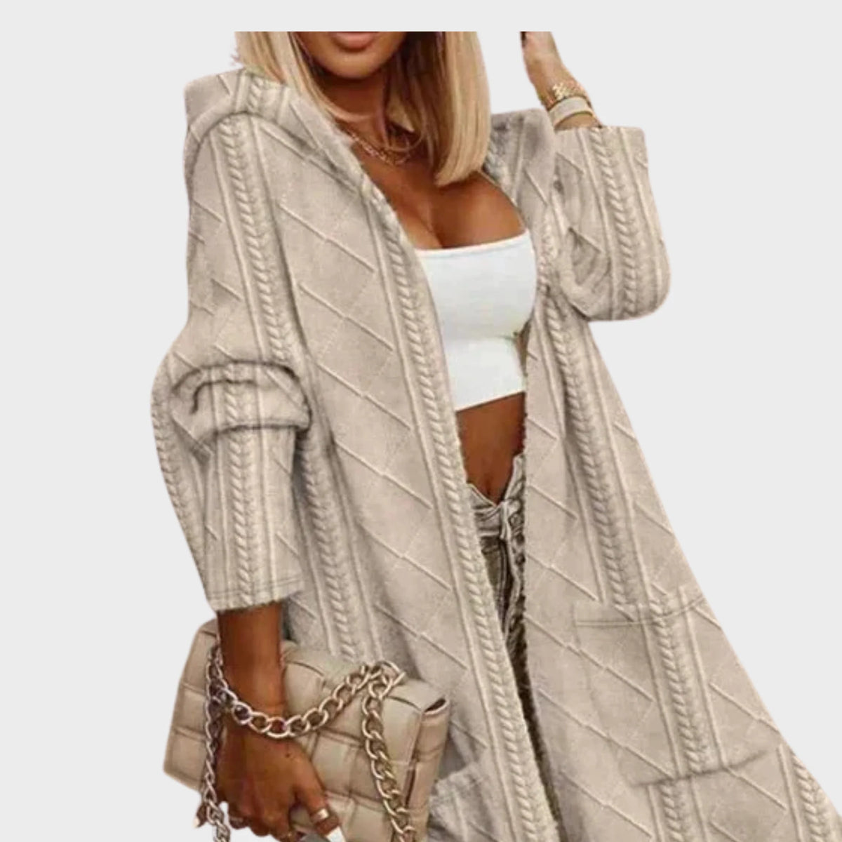 Women's long cardigan with hood