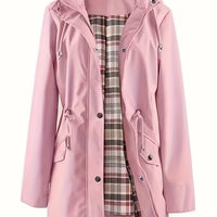 Joyce | Women's Hooded Drawstring Rain Jacket, Plus Size
