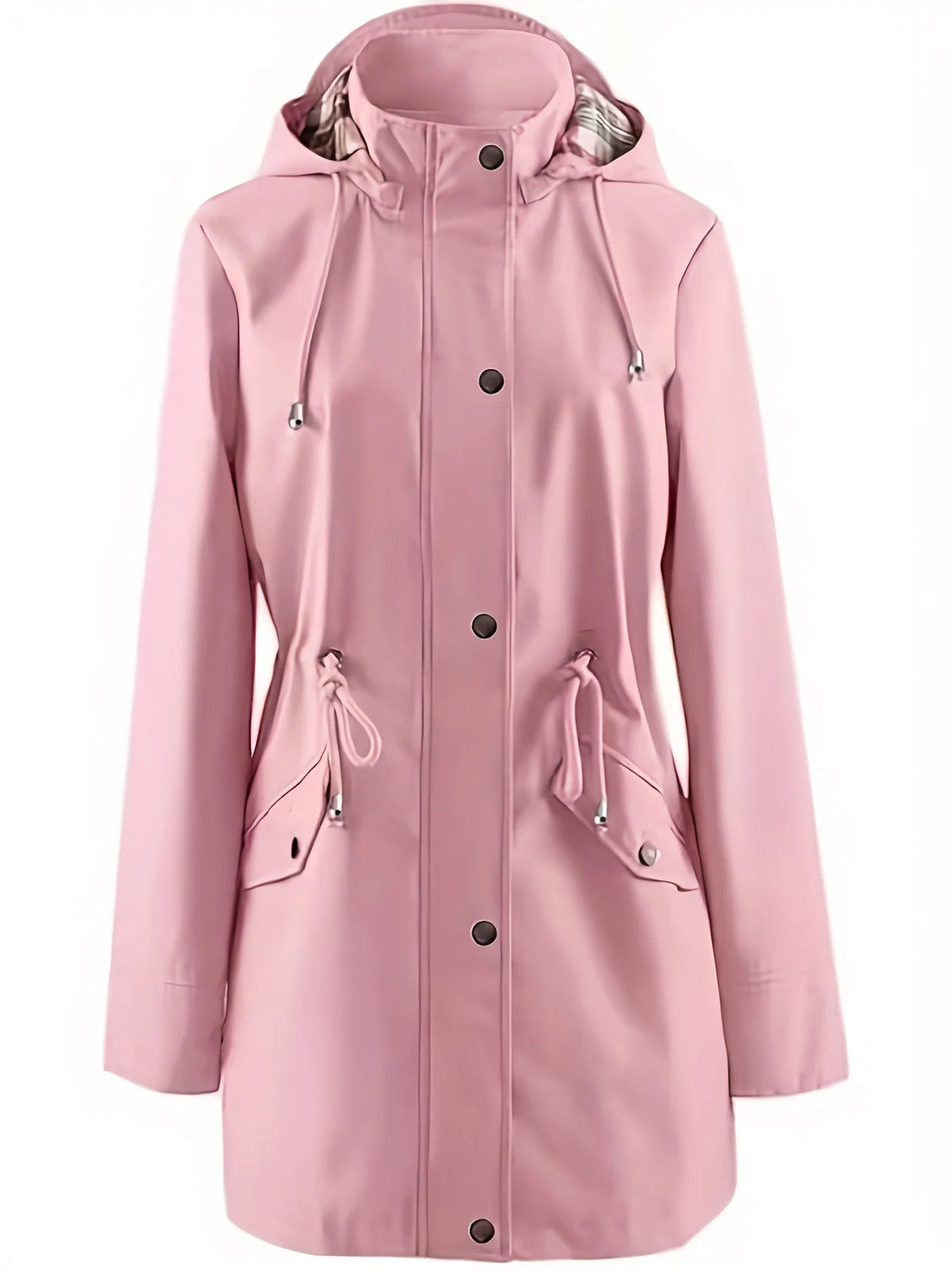 Women's Plus Size Rain Jacket, Hooded Drawstring Coat