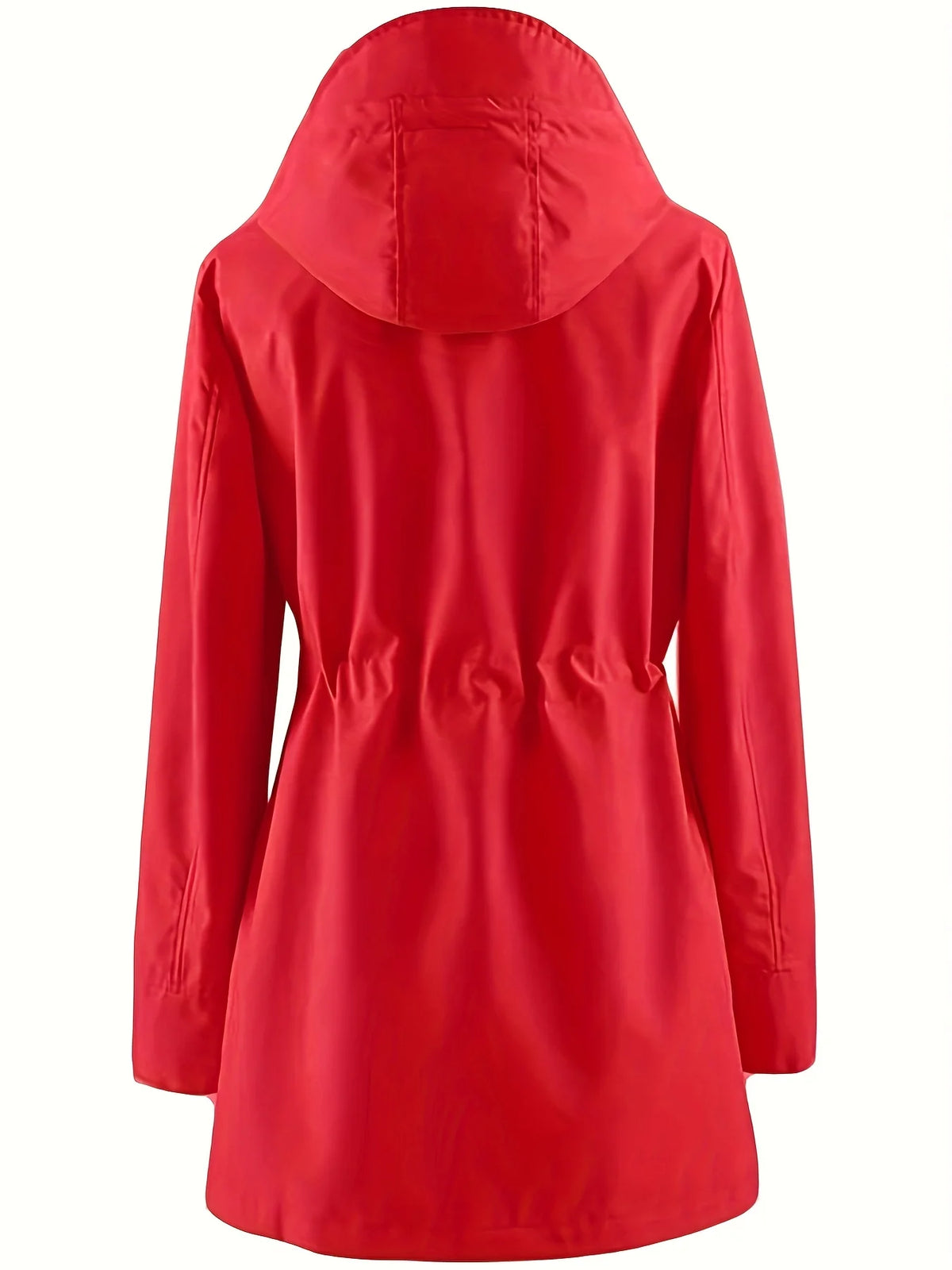 Women's Plus Size Rain Jacket, Hooded Drawstring Coat
