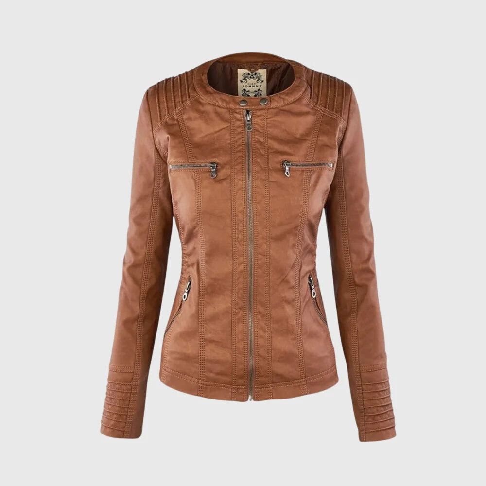 Women's hooded leather-look jacket