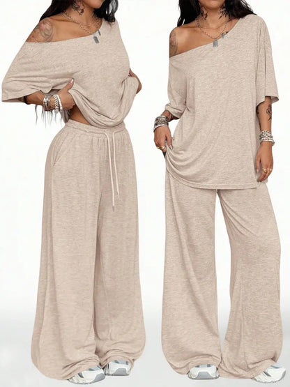 Women's two-piece lounge set in apricot