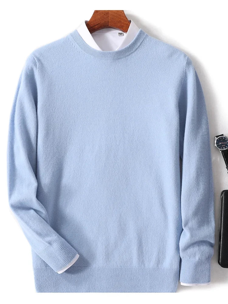 Merino wool cashmere blend crewneck sweater