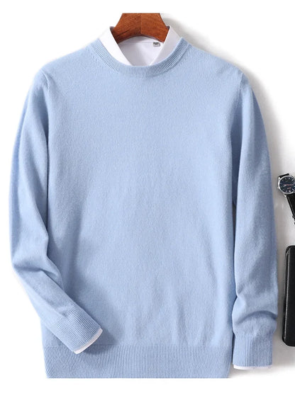 Merino wool cashmere blend crewneck sweater