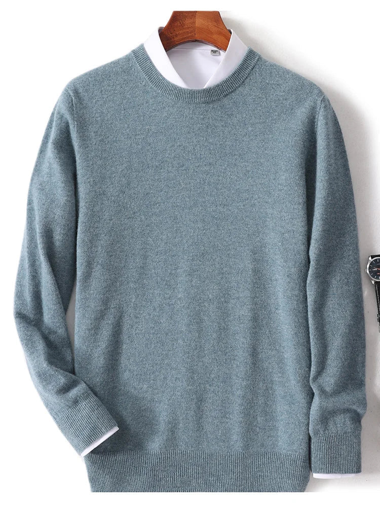 Merino wool cashmere blend crewneck sweater