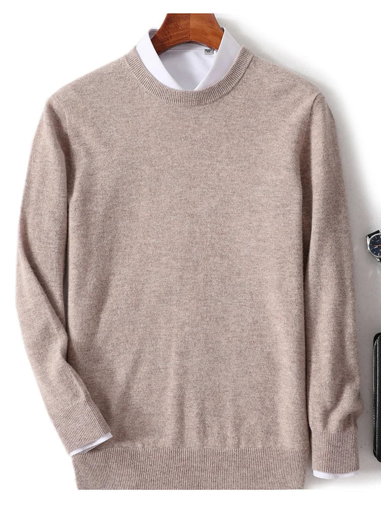 Merino wool cashmere blend crewneck sweater