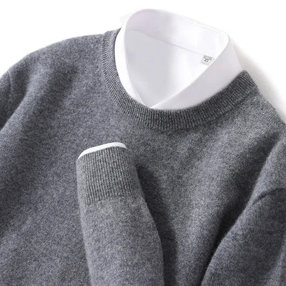Dark gray merino wool cashmere blend crewneck sweater
