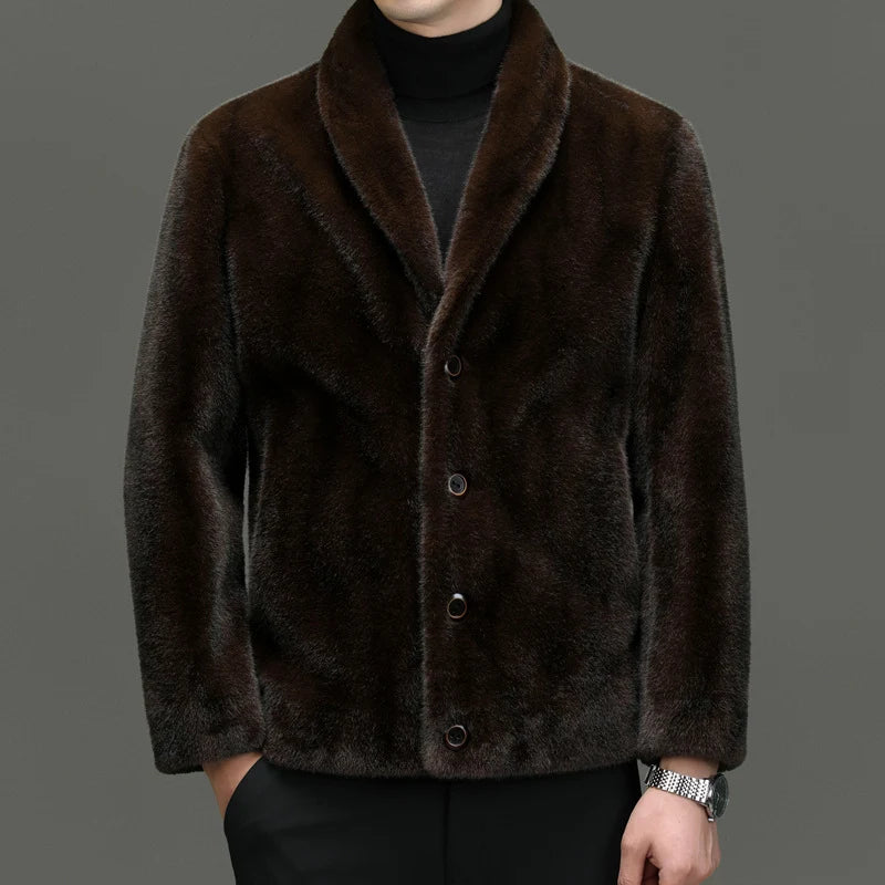 Men's faux fur jacket with button front