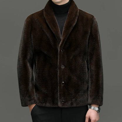 Men's faux fur jacket with button front