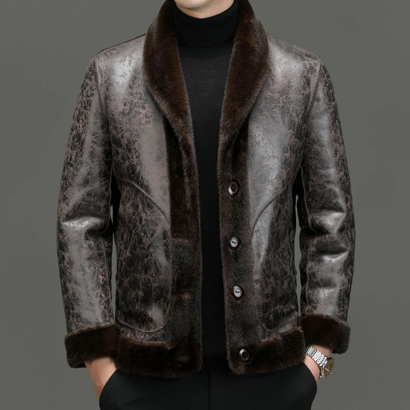 Men's faux fur jacket with button front