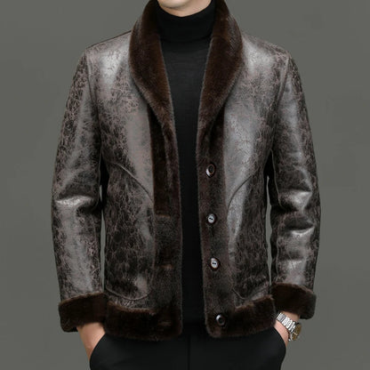 Men's faux fur jacket with button front