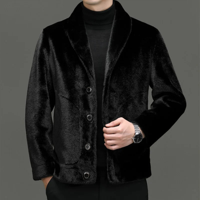 Men's faux fur jacket with button front