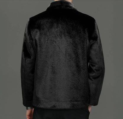 Men's faux fur jacket with button front