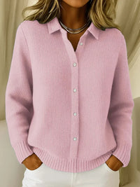 Kennedy | Women's Collared Button Down Textured Knit Winter Cardigan