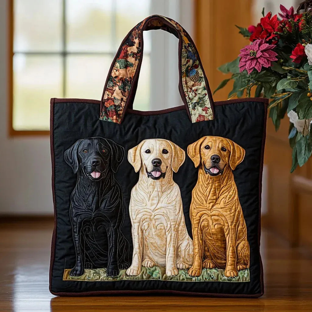 Multicolor Retro Dog Print Canvas Tote Bag