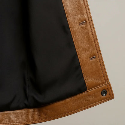 Beckett leather jacket in caramel brown