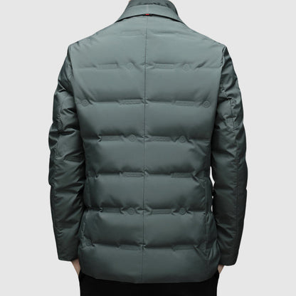 Men's black insulated puffer jacket with streamlined fit